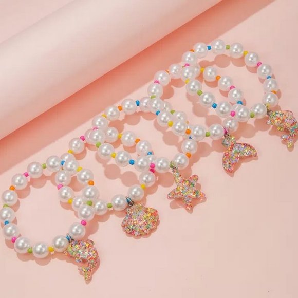 5pcs Girls Marine Style Pearl Bracelet ✨NEW✨ - Picture 4 of 5